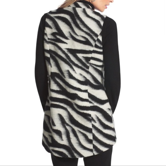 CHICO’S Zebra Print Wool Blend Vest Medium - Picture 3 of 14